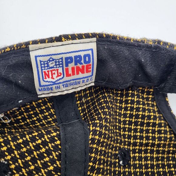 VTG Pittsburgh Steelers NFL Pro Line Black Yellow Plaid Adjustable Strap Hat - Picture 7 of 8